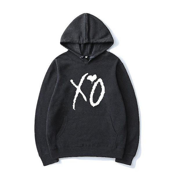The Weeknd trykte hettegensere Xo Mote Print Hetteskjorte Herrer Kvinner Harajuku Hip Hop Genser Hoodie Topper .i Dark Gray 02 XL