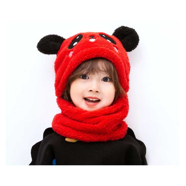 Mub- Winter Children Hat Plus Fleece Kids Caps Cartoon Hat For Girls Boys Scarf Thicken Cap Newborn Photography Baby Stuff 56~58cm-1