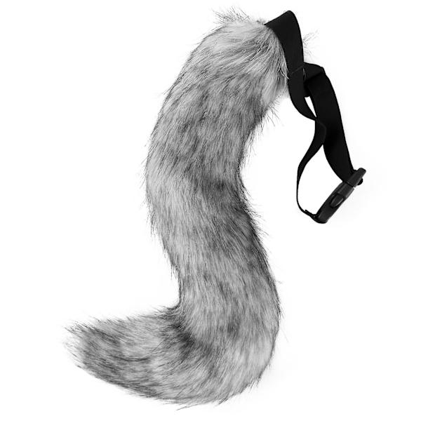3 stk. Cosplay Katte Søde Ører Pandebånd Pelsagtig Ræv Hale Klokke Halskæde Choker Sæt Legetøj -a Dark grey