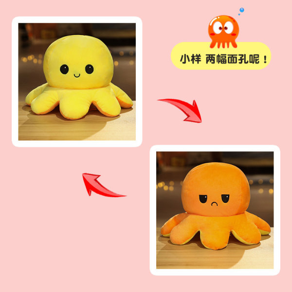 Mub- Flip Octopus Doll Octopus Plush Toy Dubbelsidig Flip Doll Vändbar bläckfisk Pink/dark blue 40cm