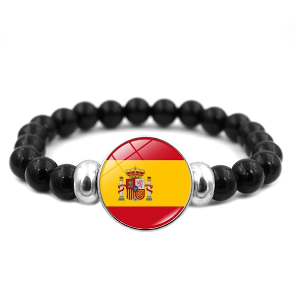 Mub palæstinensisk flag armbånd med ædelsten til mænd og kvinder - alsidigt sort armbånd - håndsmykker Spain