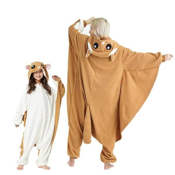 Lasten hauska sarjakuva cosplay-onesie vauvan eläin Halloween-pyjamat pojat tytöt söpö lentävä orava Kigurumi -a flying squirrel M Fit 158-168cm