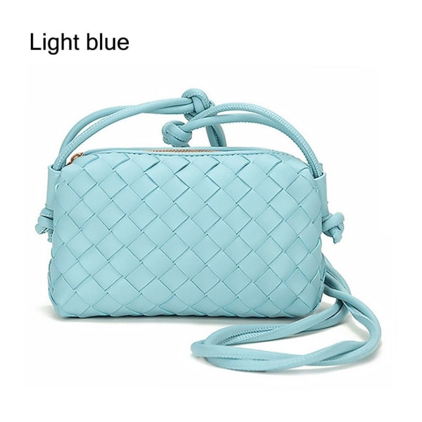 Crossbody-väska för kvinnor PU-flätad LJUSBLÅ Light blue