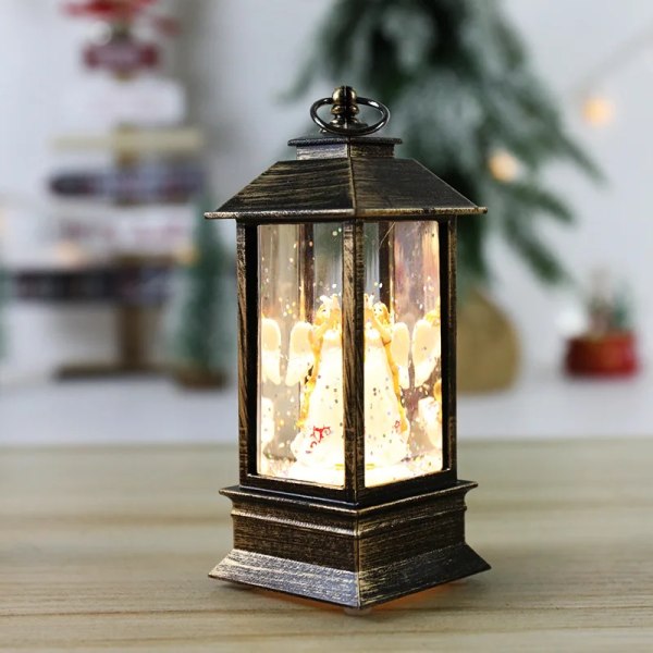 Mub - Engros store julelampe lanterne lys led vanlig stil ferie hjem skrivebord nattlys for juledekorasjon 3