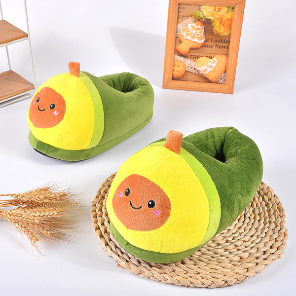 Mub- Vinter hem plysch tofflor inomhus varma bomullsskor avocado