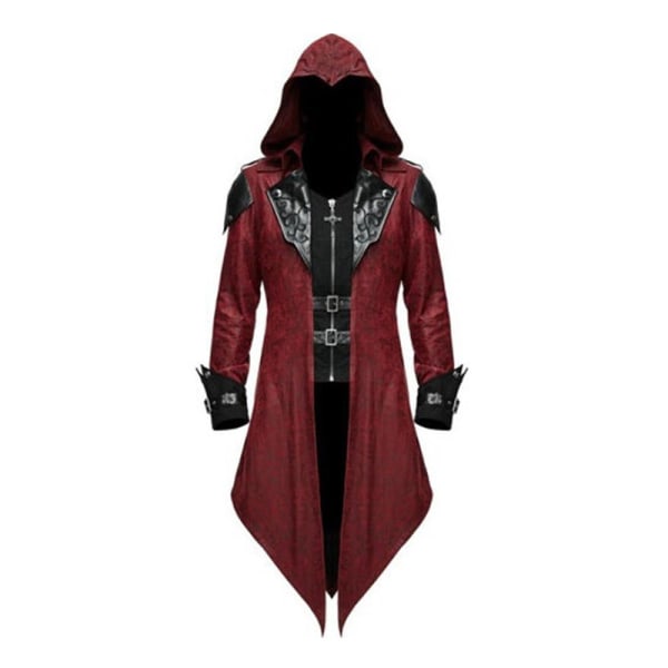 Mub- Zip Up Kostume Hoodie Mænd Steampunk Jakke Middelalderlig Lang Gotisk Victoriansk Kjole Frakke til Halloween 2 S