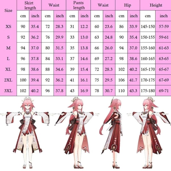 Mub- Genshin Impact Yae Miko Guuji Yae Cosplay Costume Genshin Deguisement Wig Dress Party Outfit Halloween Costumes for Women Costume+Wig 3 XL