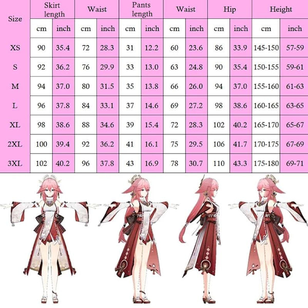 Mub- Genshin Impact Yae Miko Guuji Yae Cosplay  Genshin Deguisement Wig Dress Party Outfit Halloween s for Women Costume XS