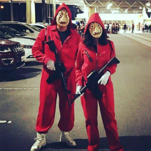 Salvador Dali L Casa Money Heist Cosplay-kostume til voksne . Bodysuit+mask S