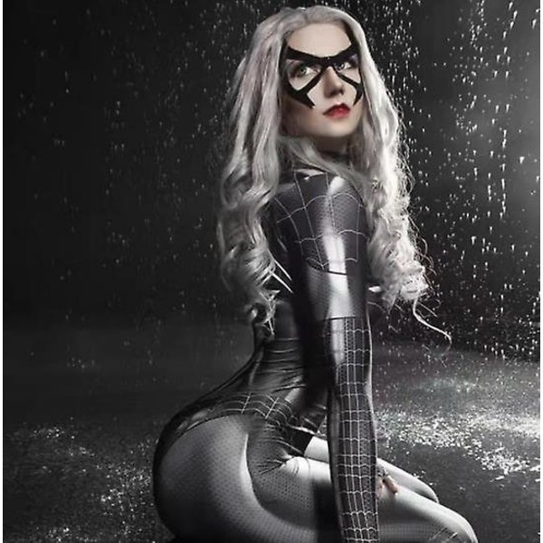Spider-Man Cosplay Kostyme Sexy Bodysuit Superhelt Spider-Man Sexy Kvinner Svart Jumpsuit For Voksen Halloween Cosplay Fest S