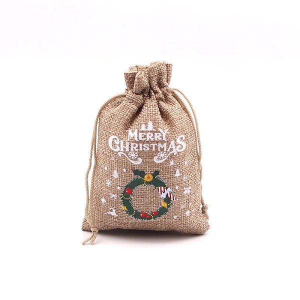 Mub- 10x14cm Julegaver Festdekorationer Julelinned Slikposer Med Snøre Jute Burlap Gavepose Burlap Pose X2072 SD04-11