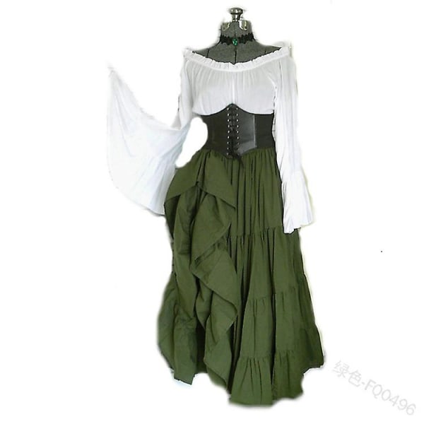 Masquerade Victorian Gothic Queen Aftenkjole Middelalderlig Renaissance Elf Prinsesse Lolita Fest Kvinder Dans Retro Cosplay Kostume -a Green L