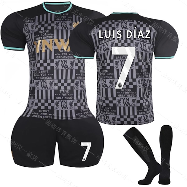 Xbi- 2024 Liverpool co-märkt svart fotbollströja 7 LUIS DIAZ #22