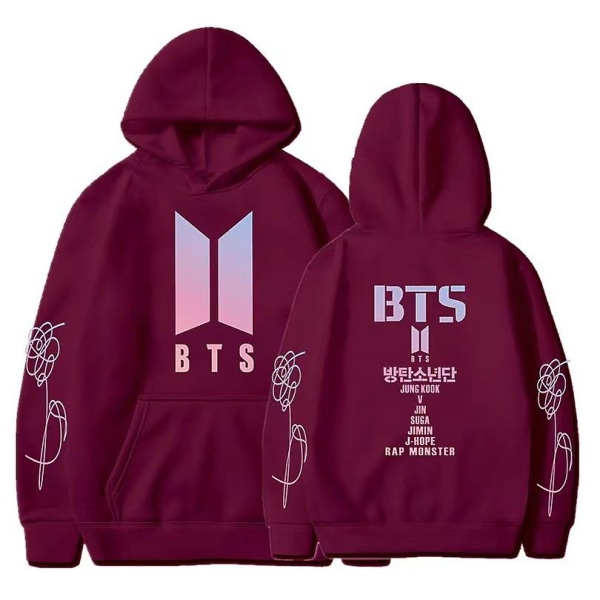 Bts Unisex Hetteskjorte Casual Hoodie Cosplay Jakke Topp -a wine red S