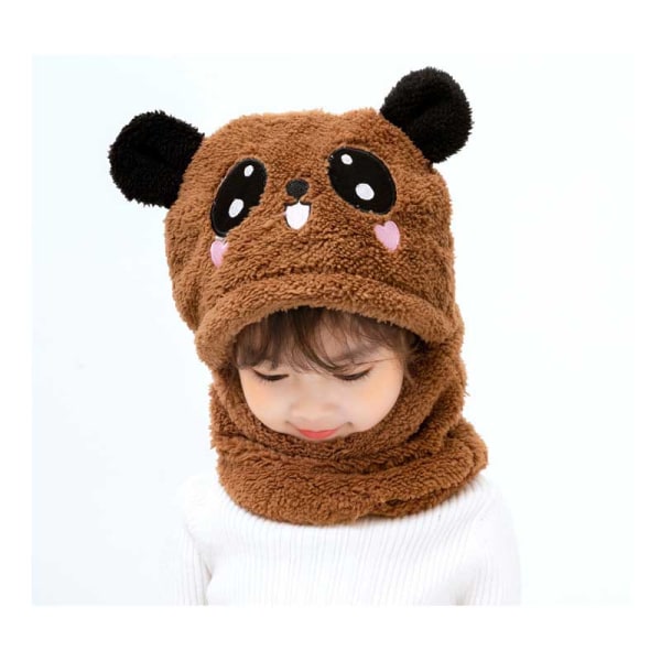 Mub- Winter Children Hat Plus Fleece Kids Caps Cartoon Hat For Girls Boys Scarf Thicken Cap Newborn Photography Baby Stuff 56~58cm-3