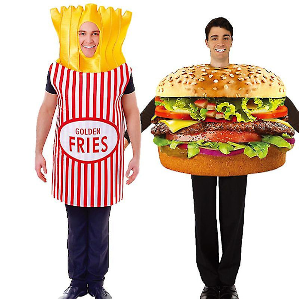 Unisex Couple French Fries Food Halloween Costume Fancy Dress Carnival Men Cheeseburger Costume -a Cheeseburger Adult Or Teenagers
