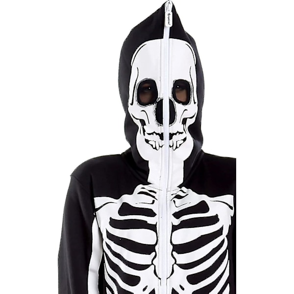 Halloween Skeleton Kostyme Jumpsuit Med Front Og Back Skeleton Bone Print For Kvinner -a S
