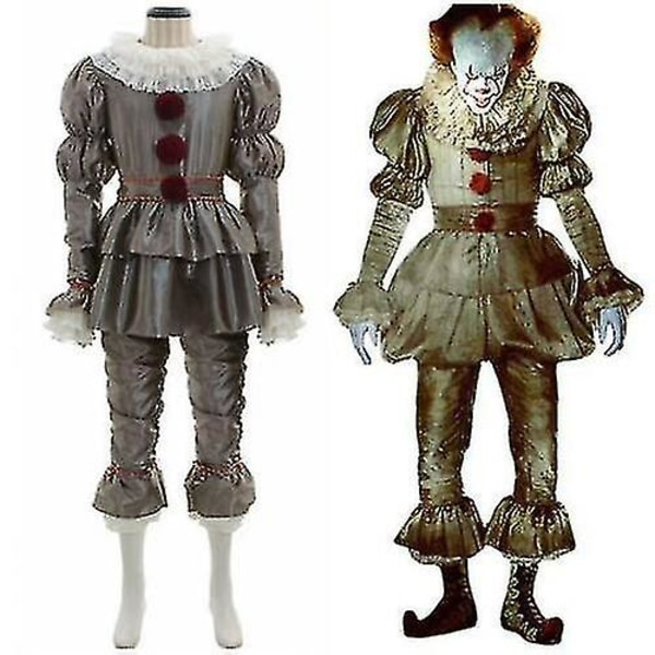 Stephen King's It Full Set Halloween   Costume Pennywise Clown Suit Joker-1 -a Grey XXL