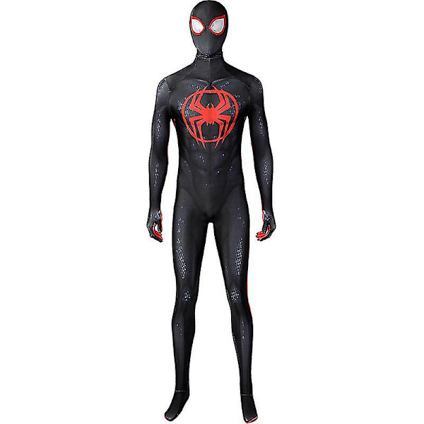 Kids Aldult Spider Man Miles Morales Cosplay Costume Party Jumpsuit Spider-man: Across The Spider-verse Fancy Dress -a Jumpsuit (no mask) XS