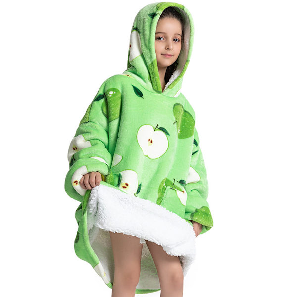 Mub- 2023 sammansatta vinterkläder förtjockade gå ut pyjamas lat tv-filt barnflanell lammull hem hoodie filt Apple - children