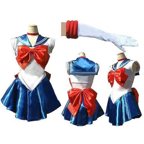 Anime Sailor Moon Cosplay-asu Anime-hahmon mekko Vestido Halloween-asut naisille Puku Peruukki Loli-vaatteet Juhlaunivormu B XL Sailor Moon