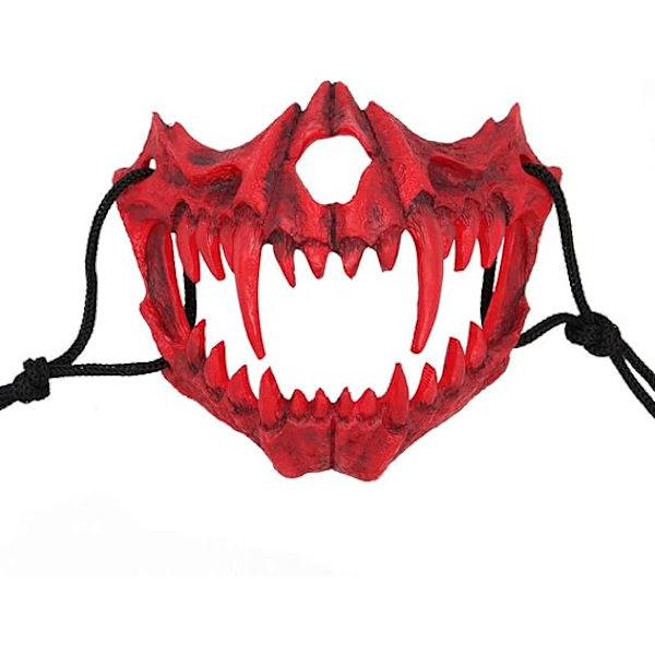 Japansk Halloween Mask Resin Mask Half Face Skull Skrämmande mask Cos