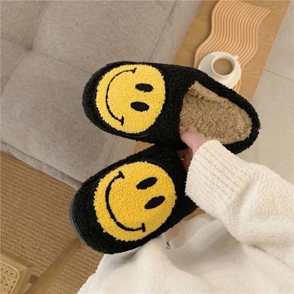 Smiley Kvinnor Vinter Varma Tofflor G yellow EU Size 41-42