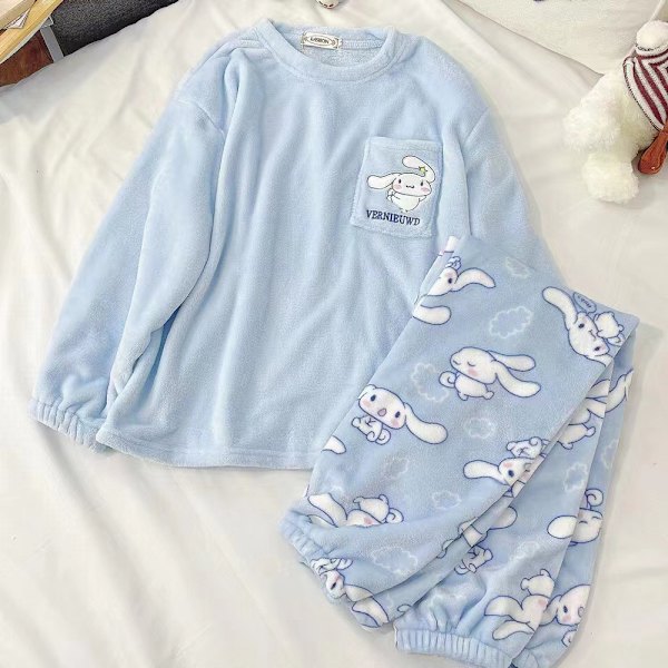 Mub- Flanellpyjamas kvinnlig söt höst vinter loungewear Cinnamon dog Cinnamon dog M