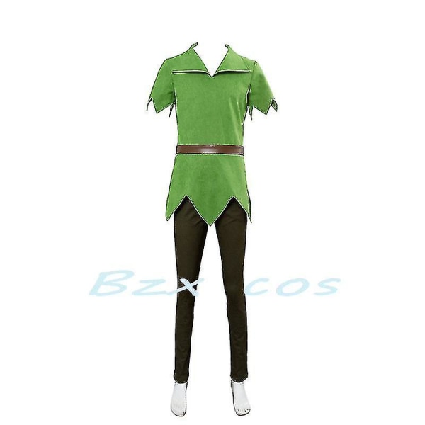 Peter Pan Cosplay Anime-asu, vihreä haltiaunelma-asu, mekko, pojat, tytöt, Halloween-karnevaaliasu, hieno puku, miesten puku -a M Women