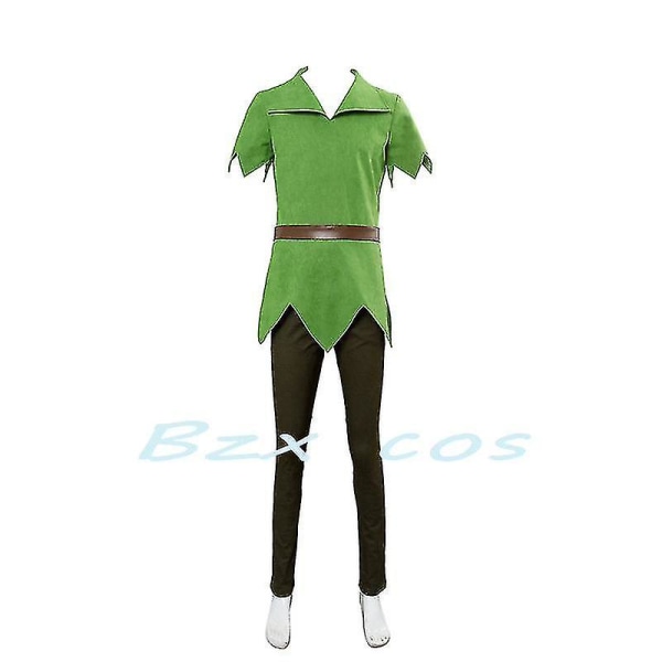 Peter Pan Cosplay Anime Costume Green Elf Uniform Dresses Boys Girls Halloween Carnival Costume Fancy Dress Suit Men -a XL Men