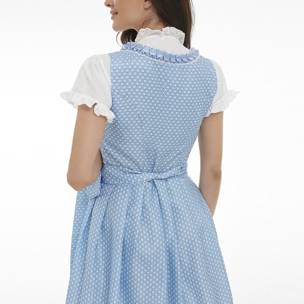 Kvinners Dirndl Midikjole Dirndl Kjole 3-delt Kostyme Kjolesett Inkludert Blonder Dirndl Forkle Kostyme Mote For Ølfestival -a light blue 2XL