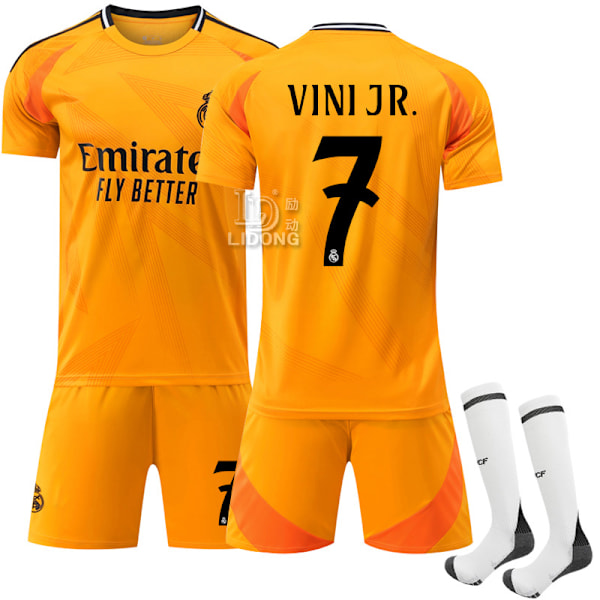 Xbi- 2425 Real Madrid Borta Fotbollströja Set Orange 7 VINI JR. #22