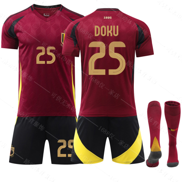 Mub- EM 2024 Belgien Home Fotbollströja 25 DOKU 22