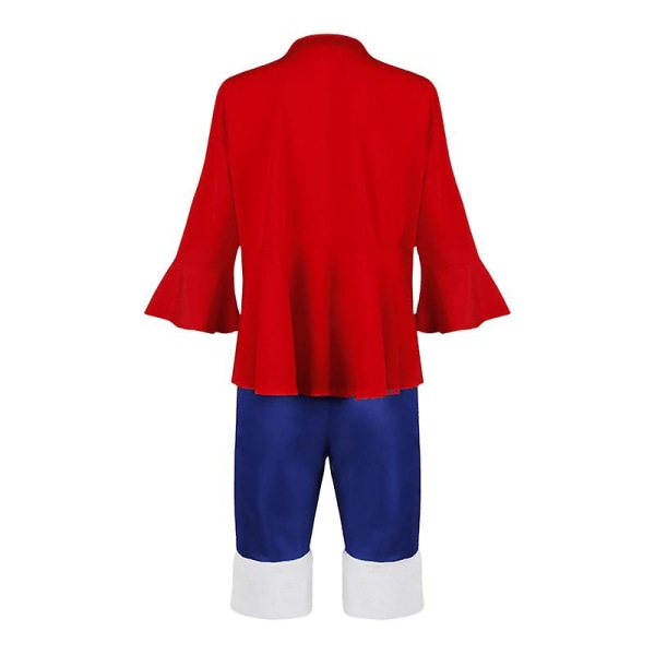 Luffy Cosplay Costume Anime Monkey D Luffy Cosplay Uniform Hat Halloween Costume For Men Boys Children -a costume and hat kids 140