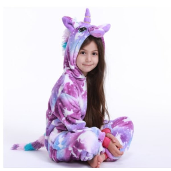 Fleece Barn Flickor Unicorn Cos Kostym Pyjamas Nattkläder Jumpsuit 130cm