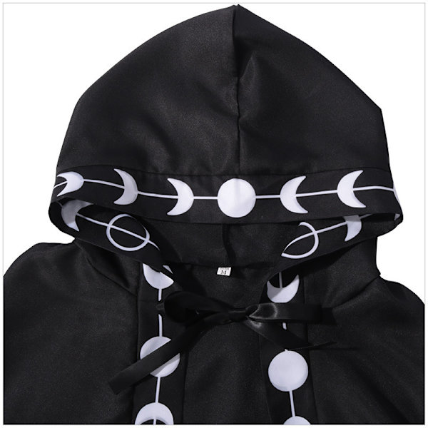 Unisex Kuun vaiheet Kirjonta Hupullinen Mystisen keskiajan renessanssin pitkä kärki . black L