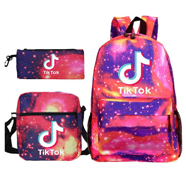 3 kpl Pojat Tytöt Tik Tok Galaxy Koulu reppu Reppu Olkalaukku Starry Red