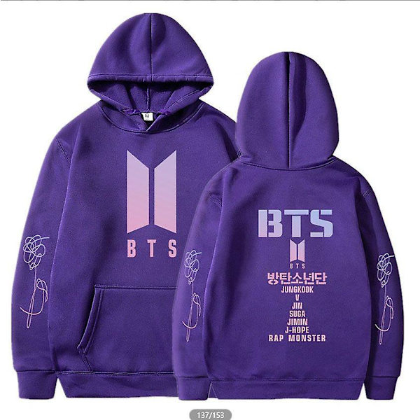 Bts Unisex Hooded Sweatshirt Casual Hoodie Cosplay Jacket Top -a Purple L