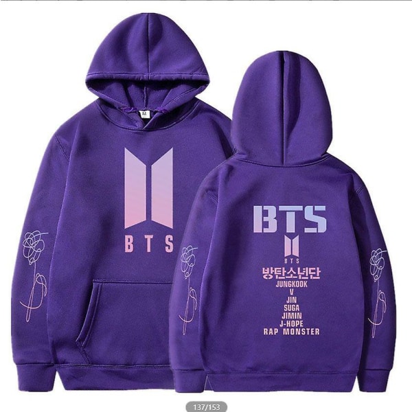 Bts Unisex Hooded Sweatshirt Casual Hoodie Cosplay Jacket Top -a Purple XL