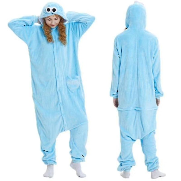 Unisex Vuxen Kigurumi djurkaraktärskostym Onesie Pyjamas Onepiece M Big Eyes-Blue