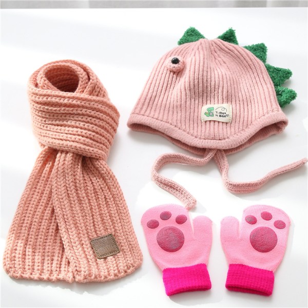 Mub- 2021 Custom High Quality 3 Pcs Sets Fur Scarves Kids Winter Hats And Gloves And Scarfs 3