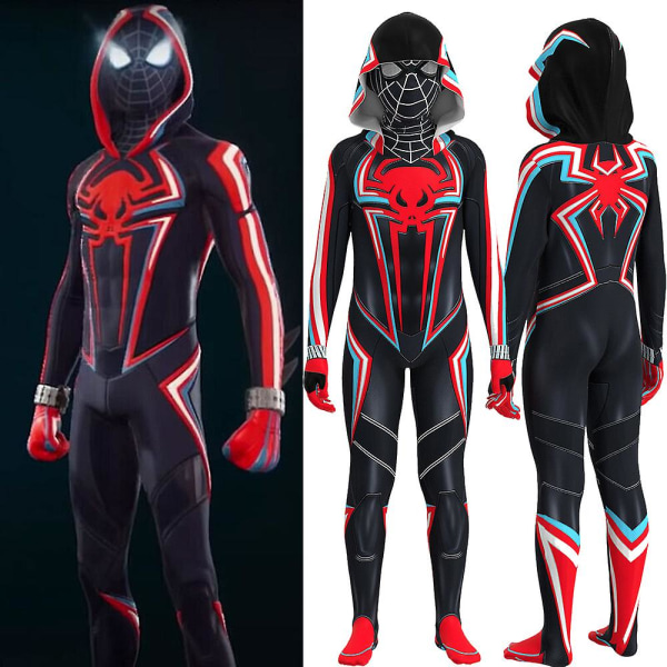 Miles Morales Spiderman Cosplay Zentai Bodysuit Karneval Maskerade Fancy Dress Up Jumpsuit Barn Gutter Halloween Festdrakt -a