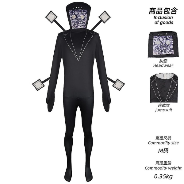 Skibidi Toilet Cosplay Kostume Højttaler Mand Videokamera Mand Tv Mand Cosplay Skibidi Toilet Kostume Spil Tøj Dragt Maske Barn Voksen -a Snowflake TV Man Onesie 130