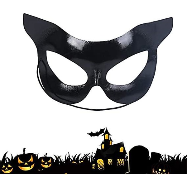 Halloween Katte Maske Catwoman Halvmaske Sort Maske Halvt Ansigt Sexet Catwoman Skønhedsmaske Halloween Fest Kostume -i