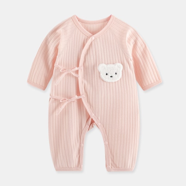 Mub- Newborn boneless butterfly clothes spring summer baby bodysuit baby bears bottomed thin breathable baby jumpsuits Pink 52cm