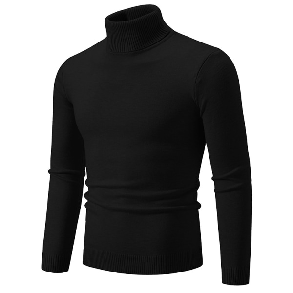 Mub - Herre Ensfarvet Polotrøje Koreansk Version Smal Casual Tynd Ungdomstrøje Strikket Baselayer black 5XL