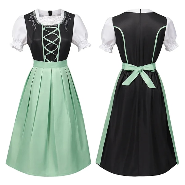 Mub- Green Oktoberfest Costume Party Dress Cosplay Maid Dress O-neck Beer Dress Costume for The Holiday Party Dance Show 1 L