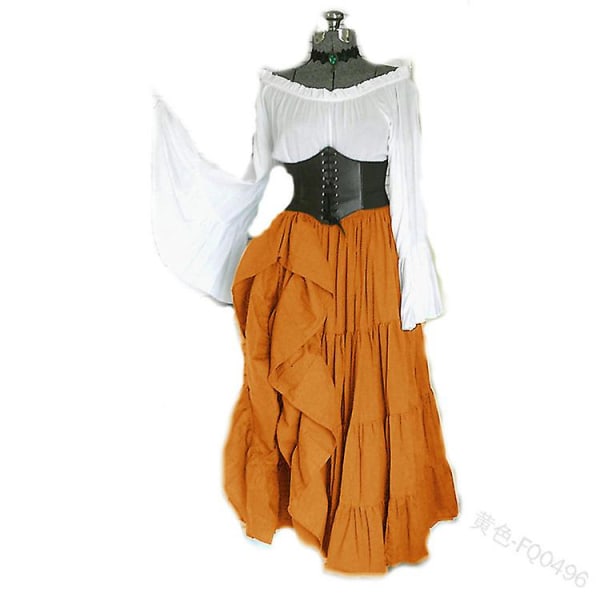 Masquerade Victorian Gothic Queen Aftenkjole Medieval Renæssance Elf Prinsesse Lolita Fest Kvinder Dans Retro Cosplay Kostume -a Yellow S