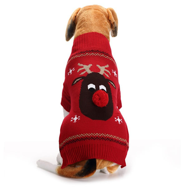Mub- Jul husdyrkjole rød nese fawn kjæledyr genser liten mellomstor hundegenser black S