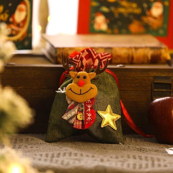 Mub- Jul äppelväska tecknad docka Julklapp påse godis dagis gåva C-D31 G Fawn Grön Paketficka